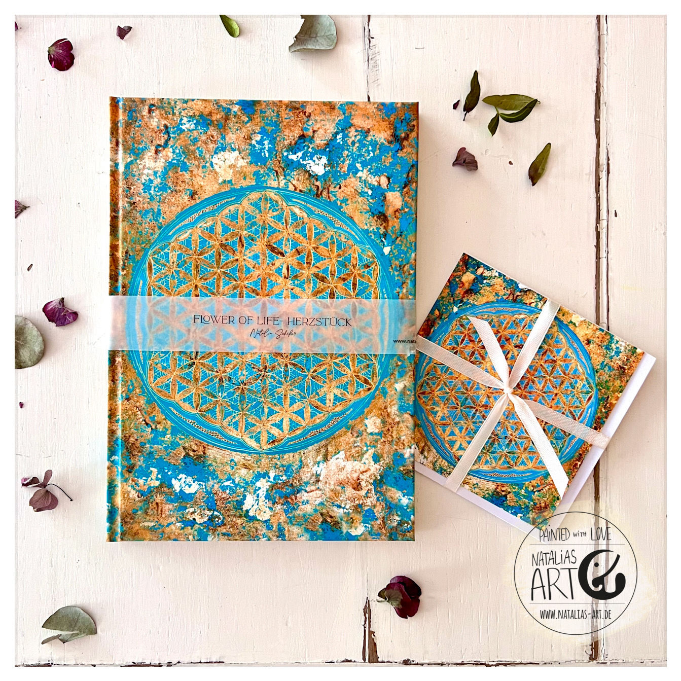 Blume des Lebens Herzstück - bundle Notizbuch Notebook Achtsamkeit Natalia Schäfer