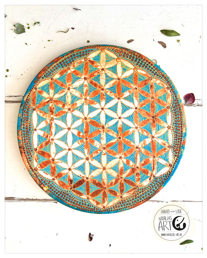 Thumbnail: keramik, untersetzer, blume des lebens, lebensblume, flower of life, natalia schäfer