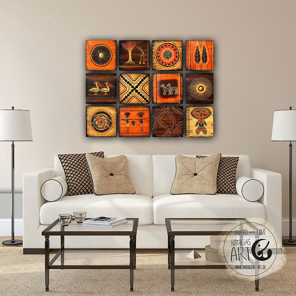 Miniaturbild: african art Natalia Schäfer  originalkustwerke 12 bilder 20 x 20 x 4 cm im interior