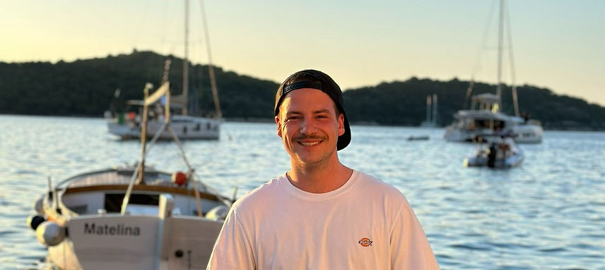 Happy workation customer on a trip in Croatia