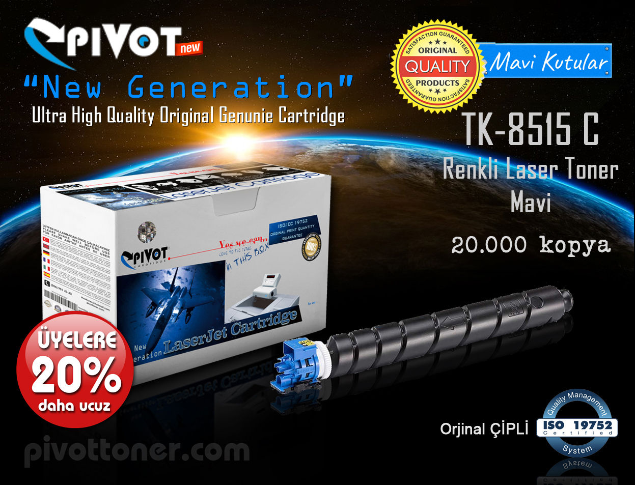 KYOCERA TK8515 Mavi renkli lazer toner kartuşu için