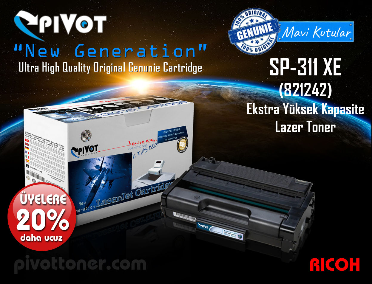 RICOH SP311 XE (821242) "EKSTRA Yüksek Kapasite"  Lazer Toner Kartuş için