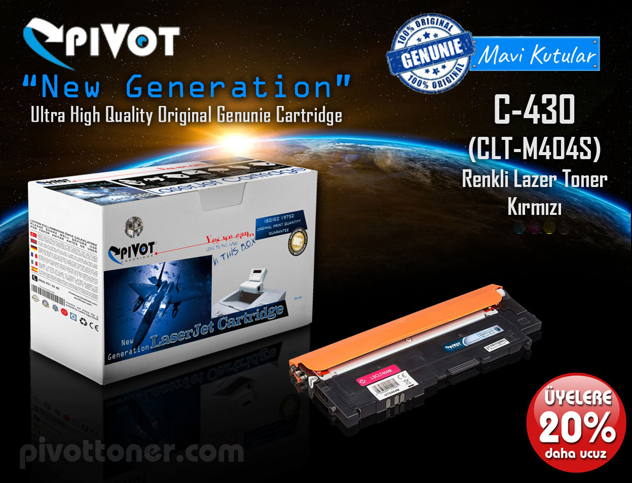 SAMSUNG  C430 (CLTM404S) Kırmızı renkli lazer toner kartuşu için