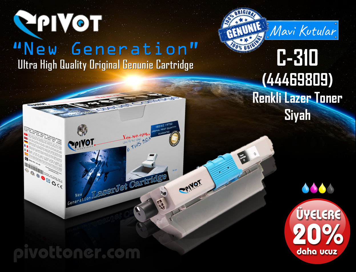 OKI C310 (44469809) Siyah renkli lazer toner kartuşu için