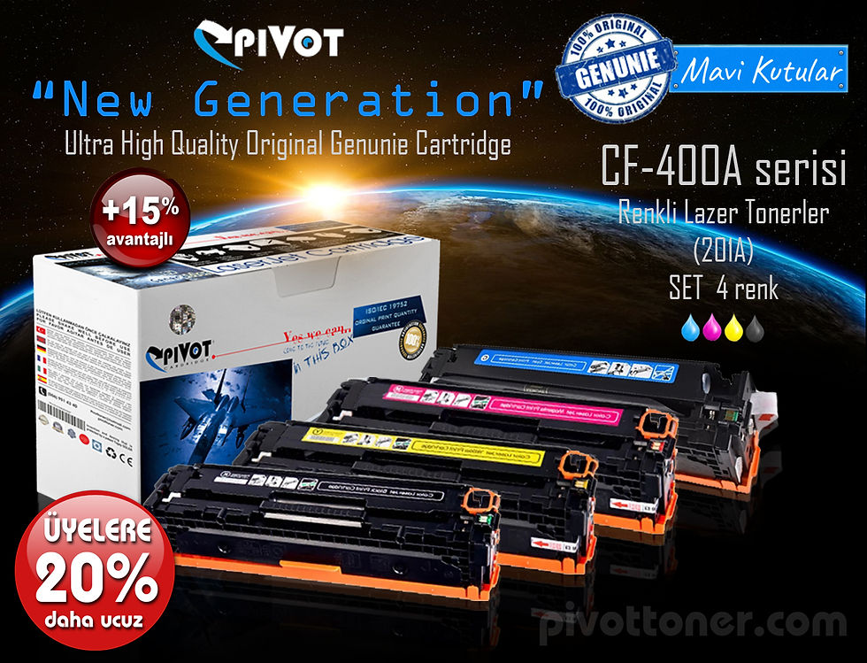 HP CF400 (201A) serisi  "4 renk SET" lazer toner kartuşlar için