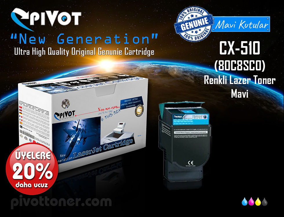 LEXMARK CX510 (80C8SC0) Mavi renkli lazer toner kartuşu için