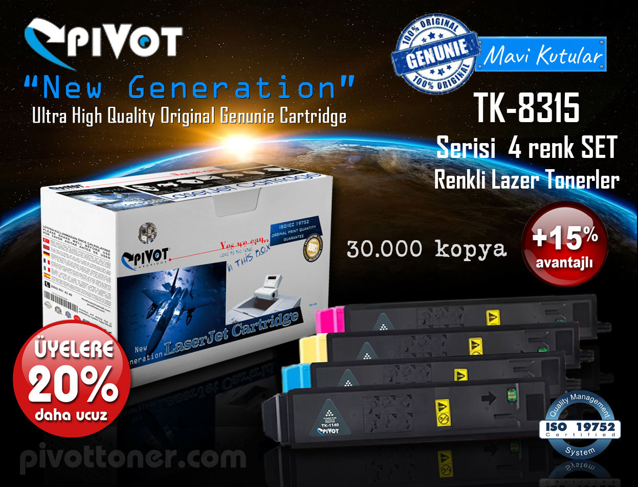 KYOCERA TK8315 serisi "4 renk SET" lazer toner kartuşlar için