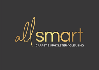 Allsmart Carpet and Upholstery Cleaning logo, gold writing on a dark grey background