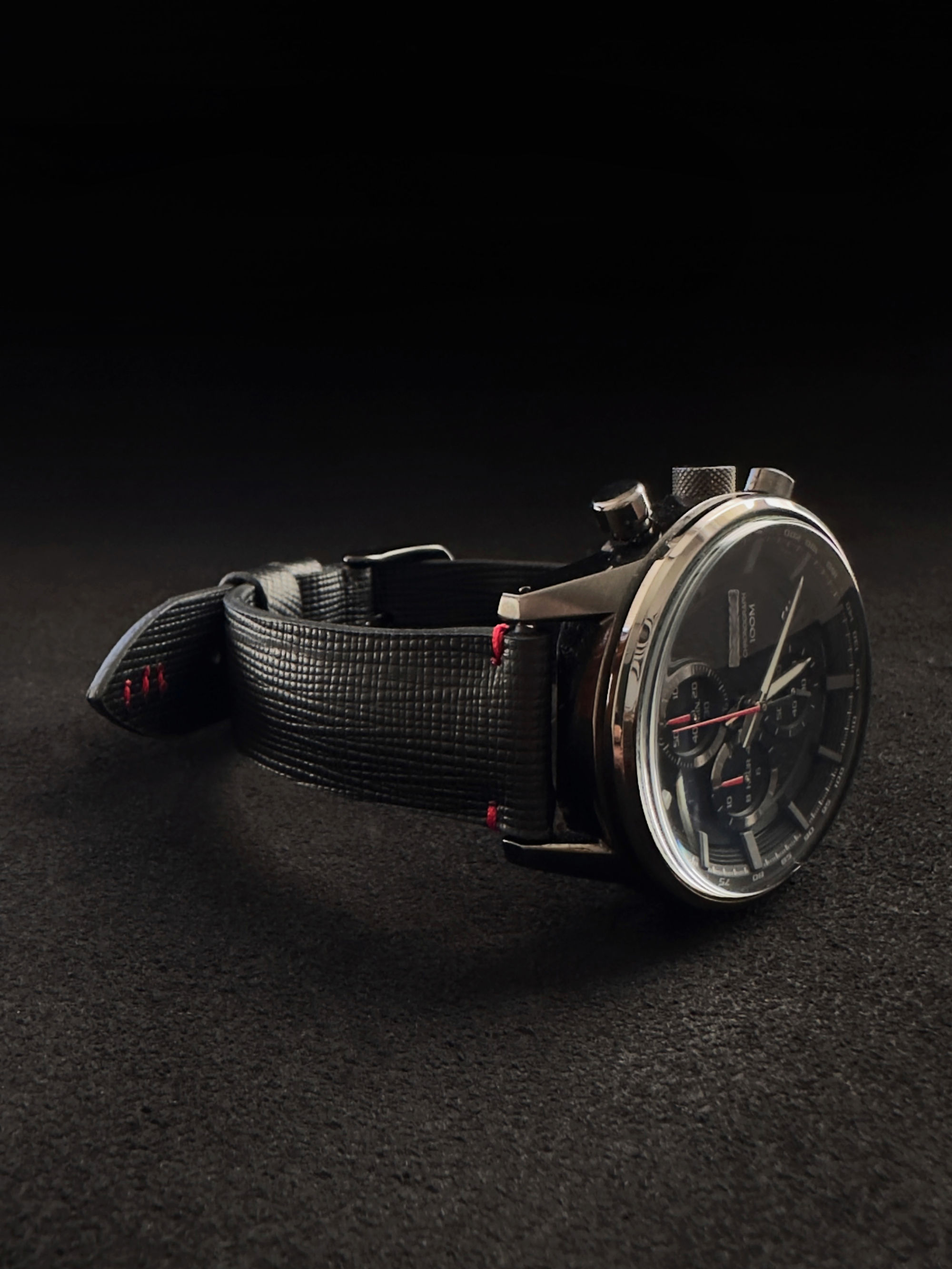 Black saffiano leather watch band