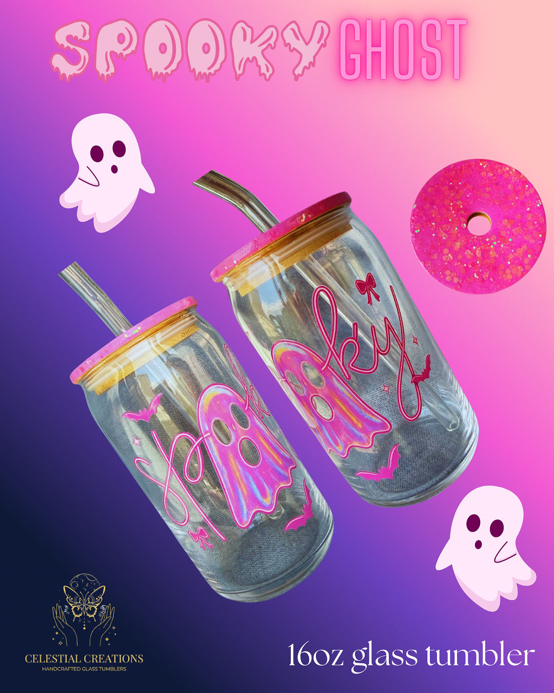 Spooky Ghost Glass Tumbler