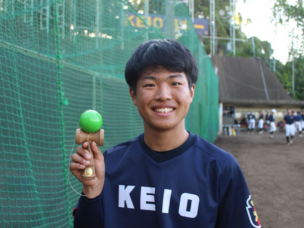 〈慶應義塾〉石川大悟（3年・マネージャー）／自らプレゼンした「けん玉」。集中力アップに効果あり！