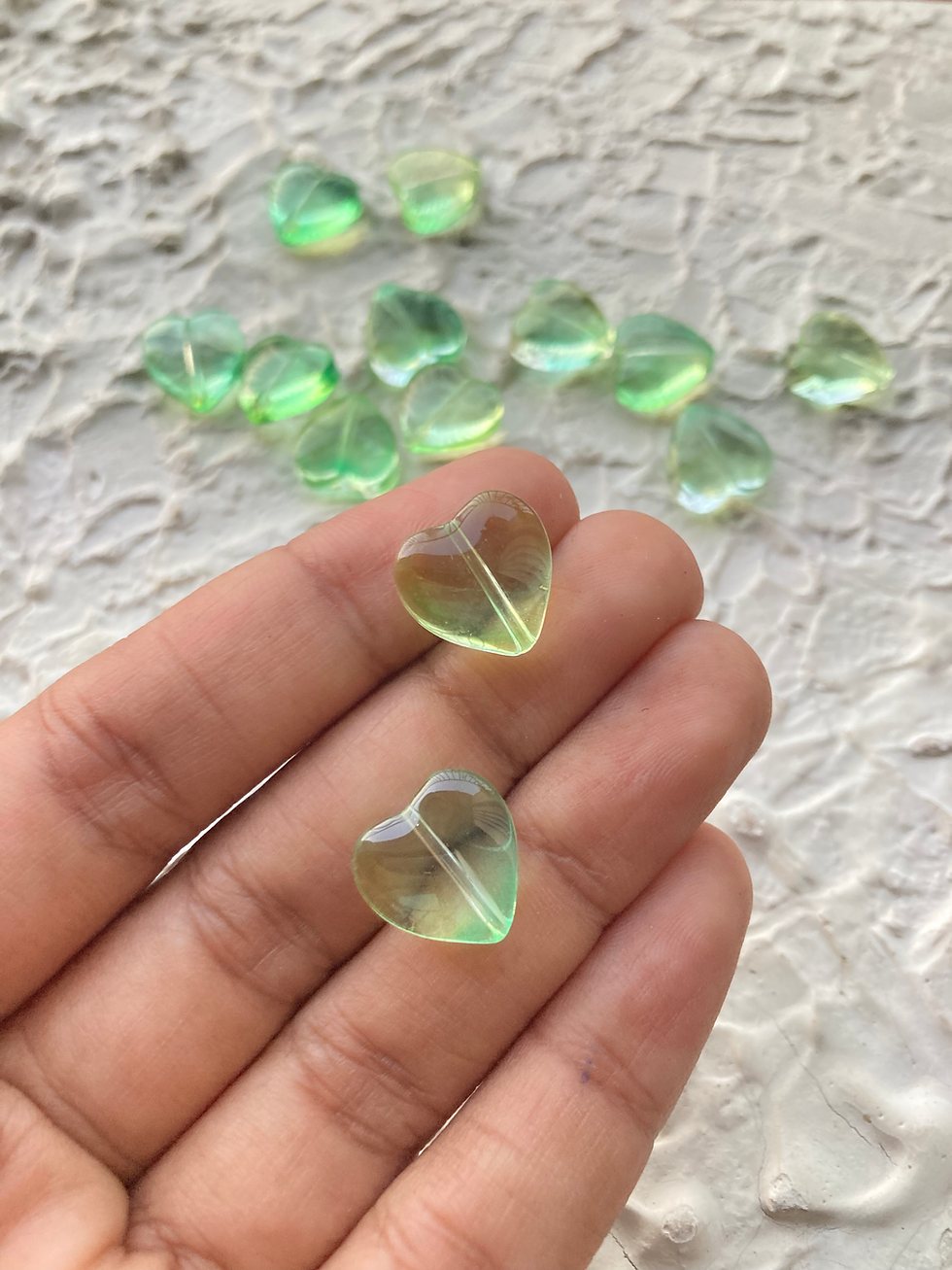 Thumbnail: Multi colour transparent heart glass bead