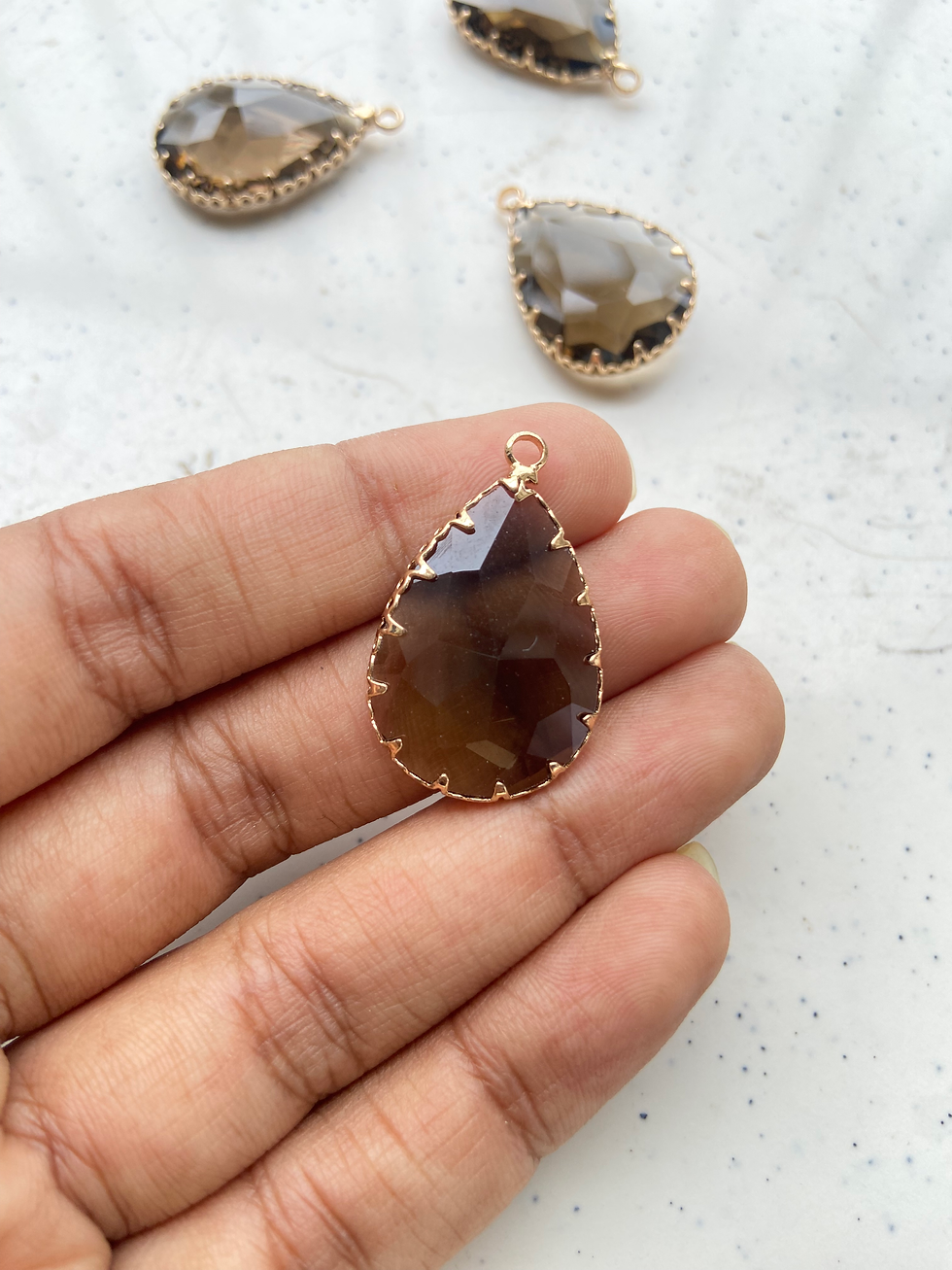 Thumbnail: Big drop glass brass charm