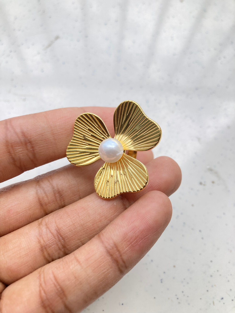 Thumbnail: Readymade big flower shape ring