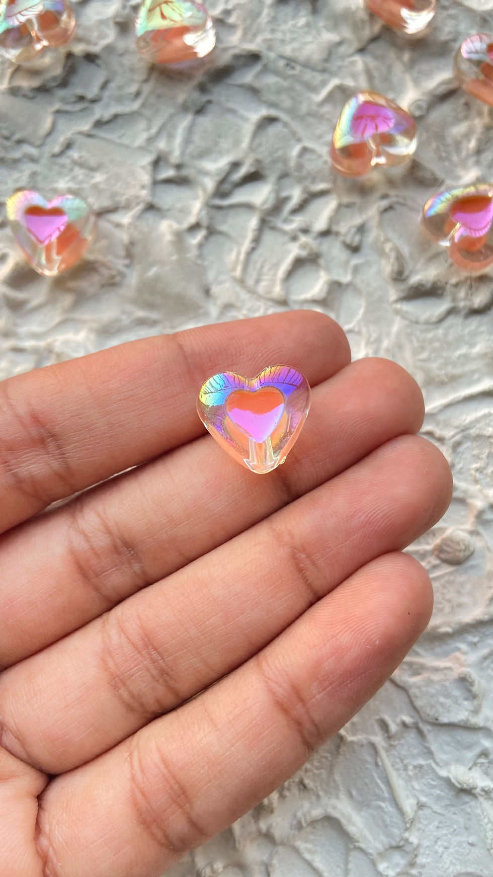 Thumbnail: Holographic colourful heart acrylic bead