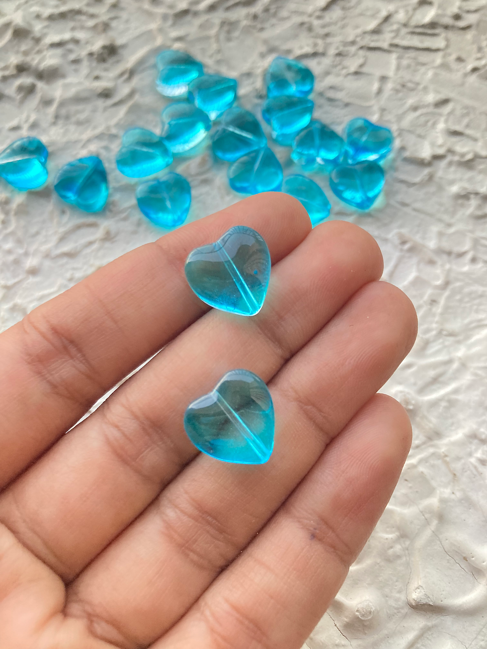 Thumbnail: Multi colour transparent heart glass bead