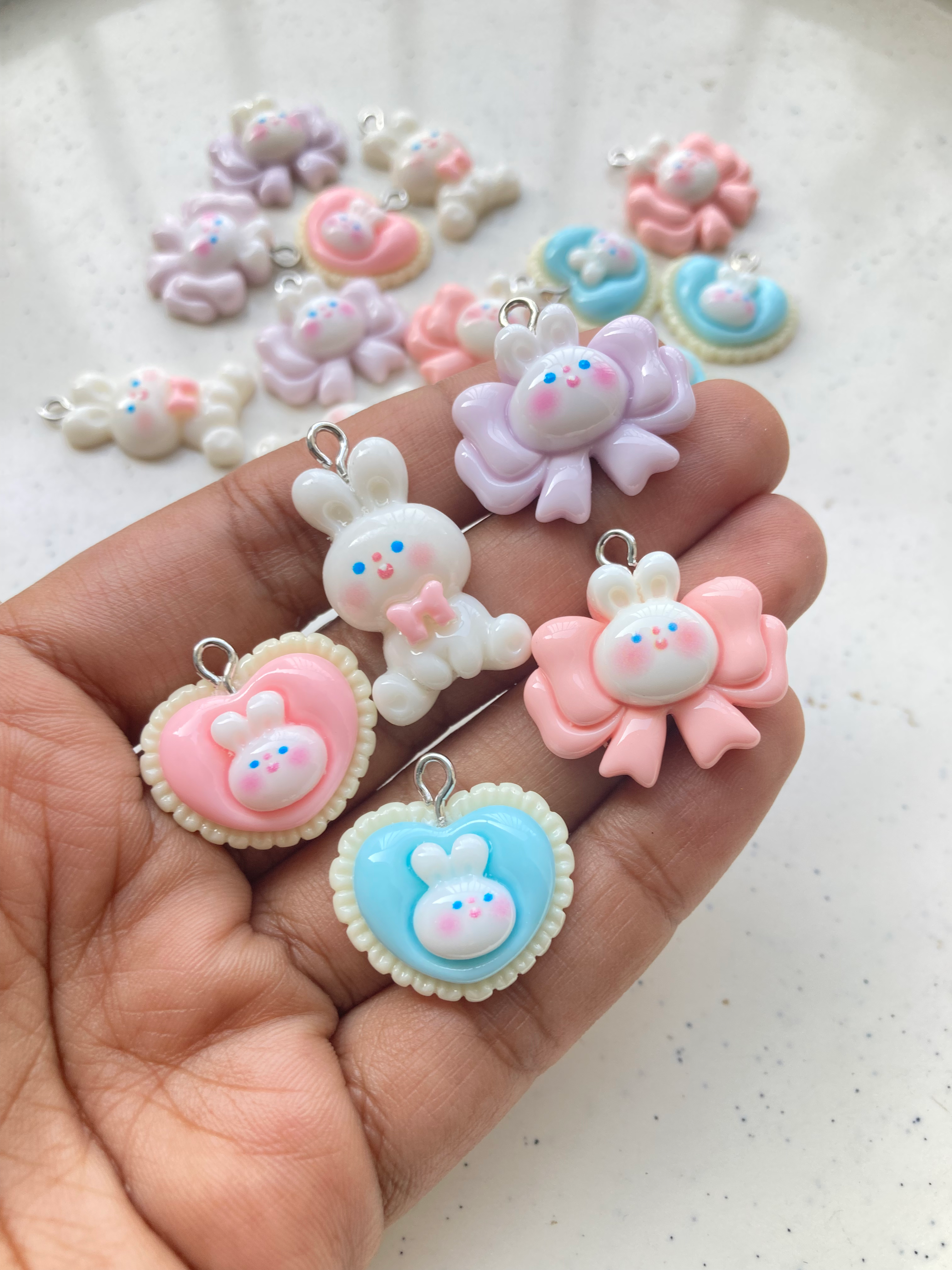 Mix style resin bunny charm