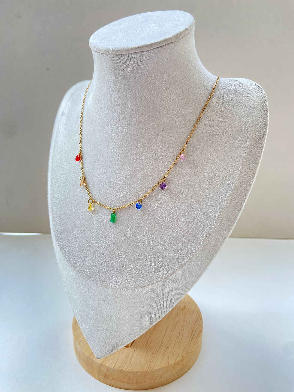 Thumbnail: Readymade rainbow zircon charm necklace, anti-tarnish