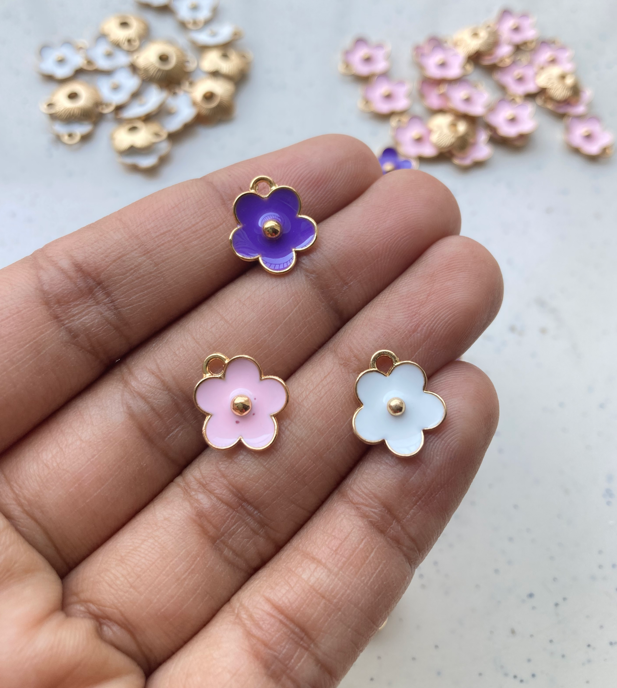 Enamel flower alloy charm