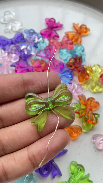 Thumbnail: Colourful acrylic bow bead (Pattern-2)
