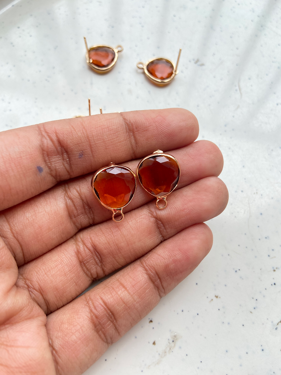 Thumbnail: Big round faceted glass stud