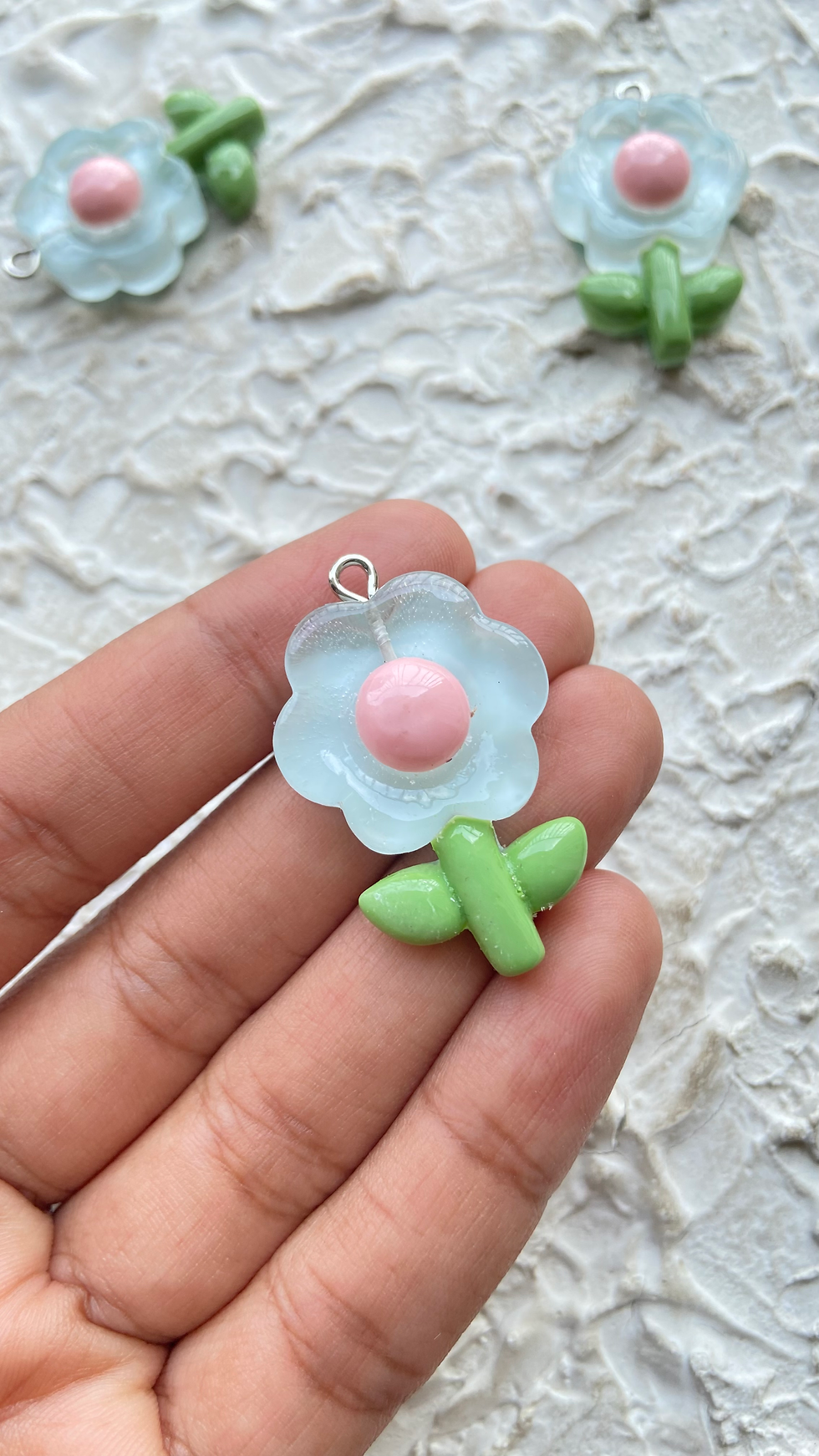 Thumbnail: Resin chunky flower with leaf charm