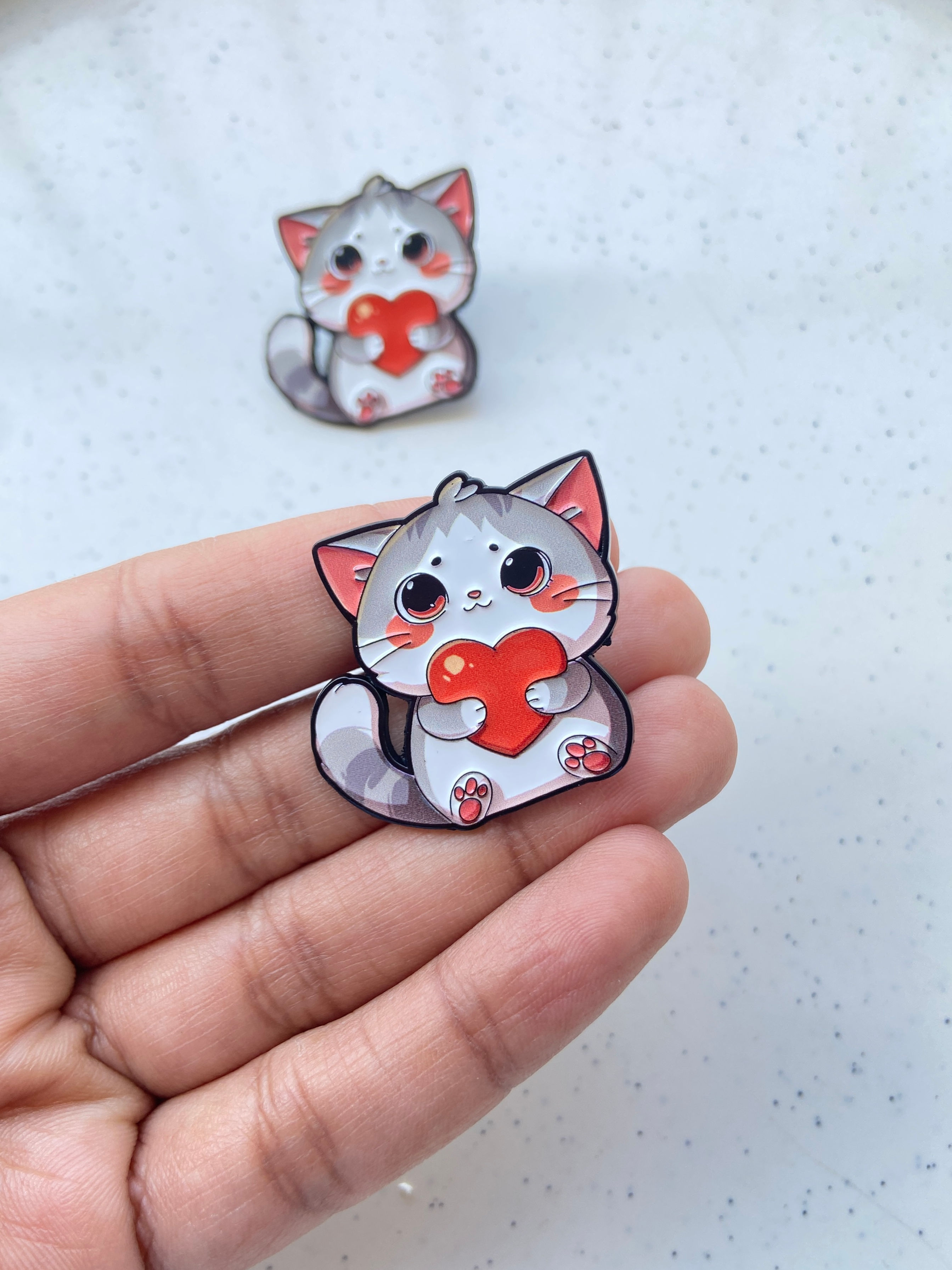Alloy enamel cat lapel pin
