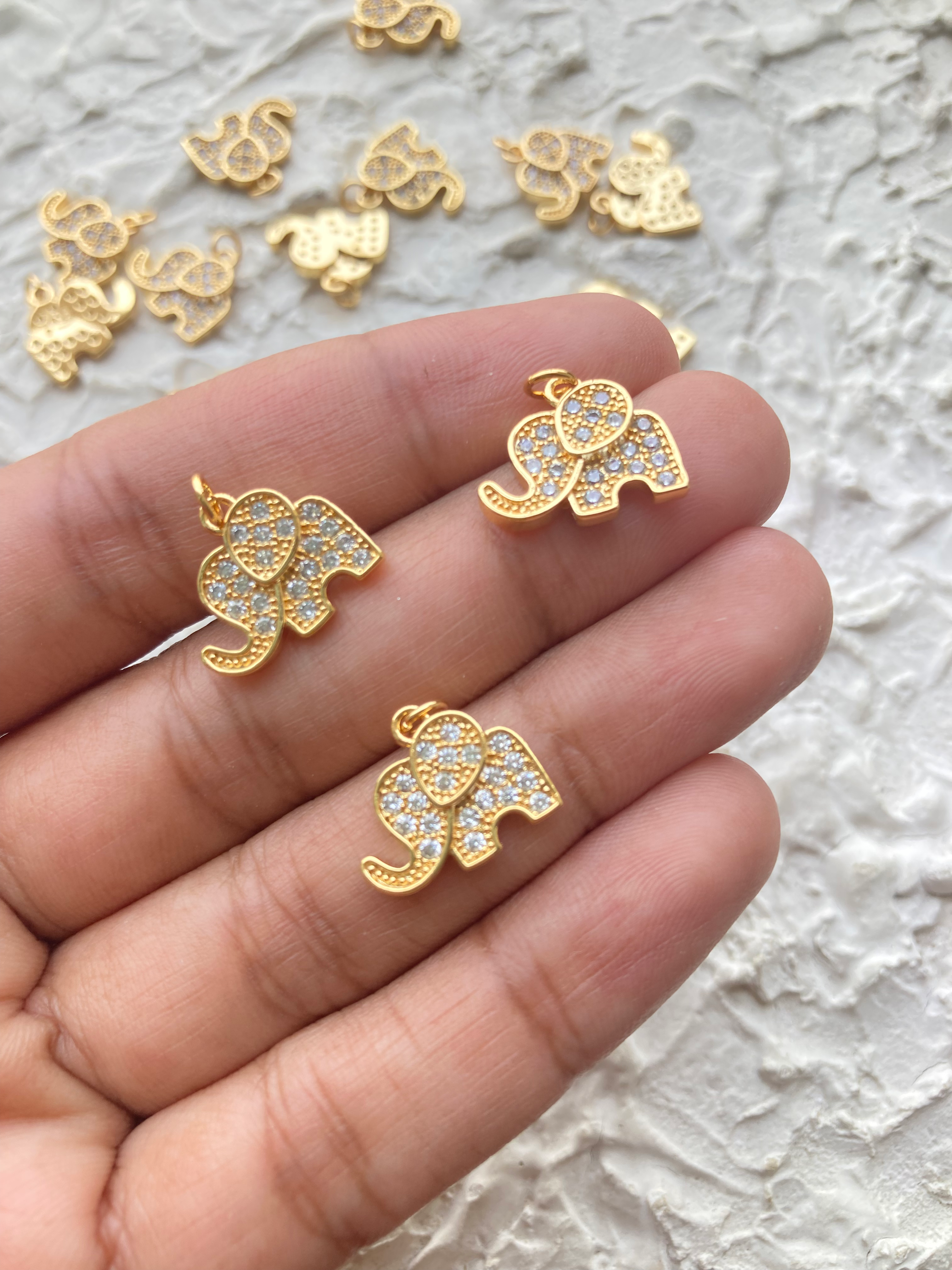 18k gold plated zircon elephant charm