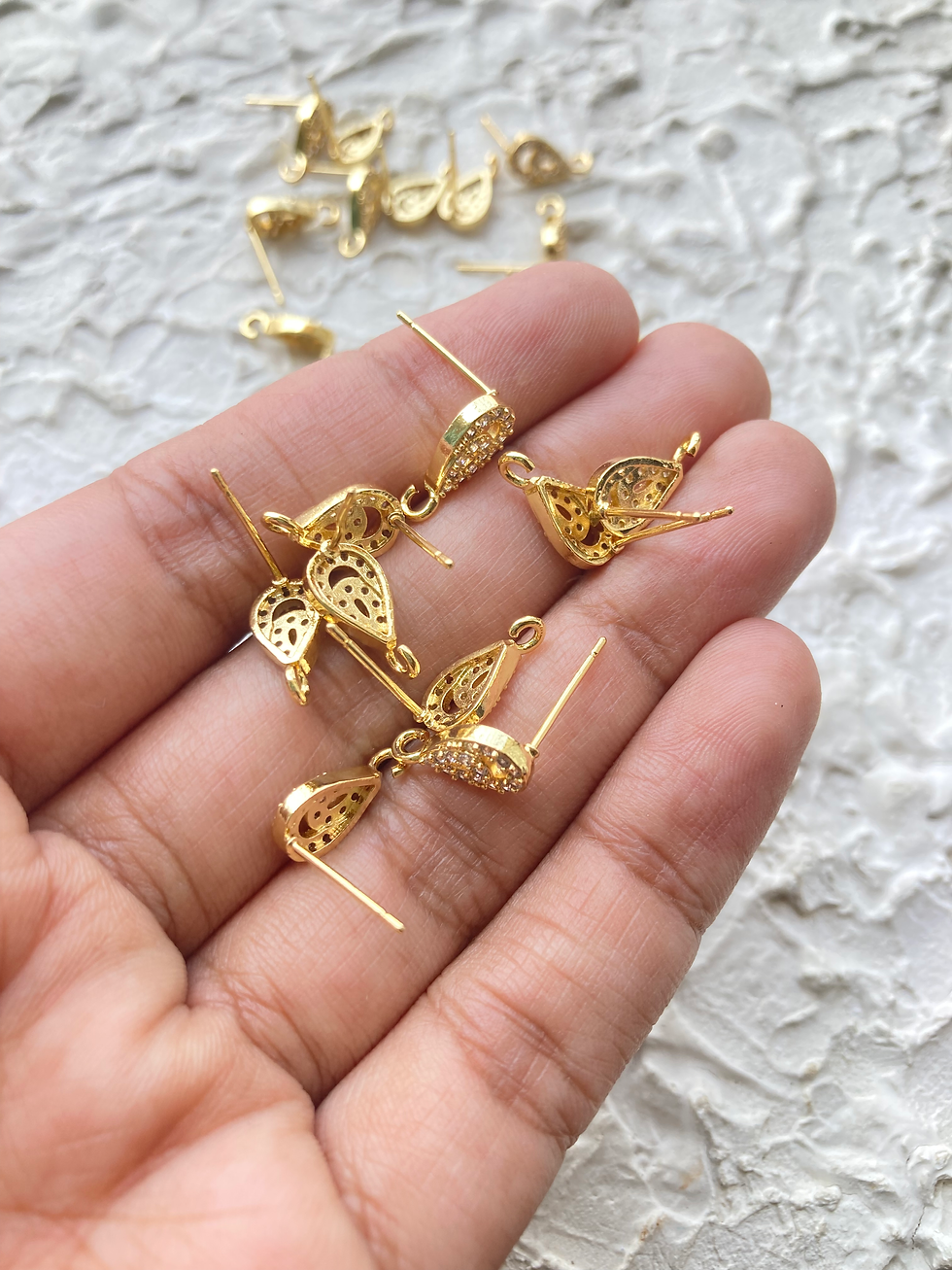 Thumbnail: 18k gold plated inverted drop zircon stud