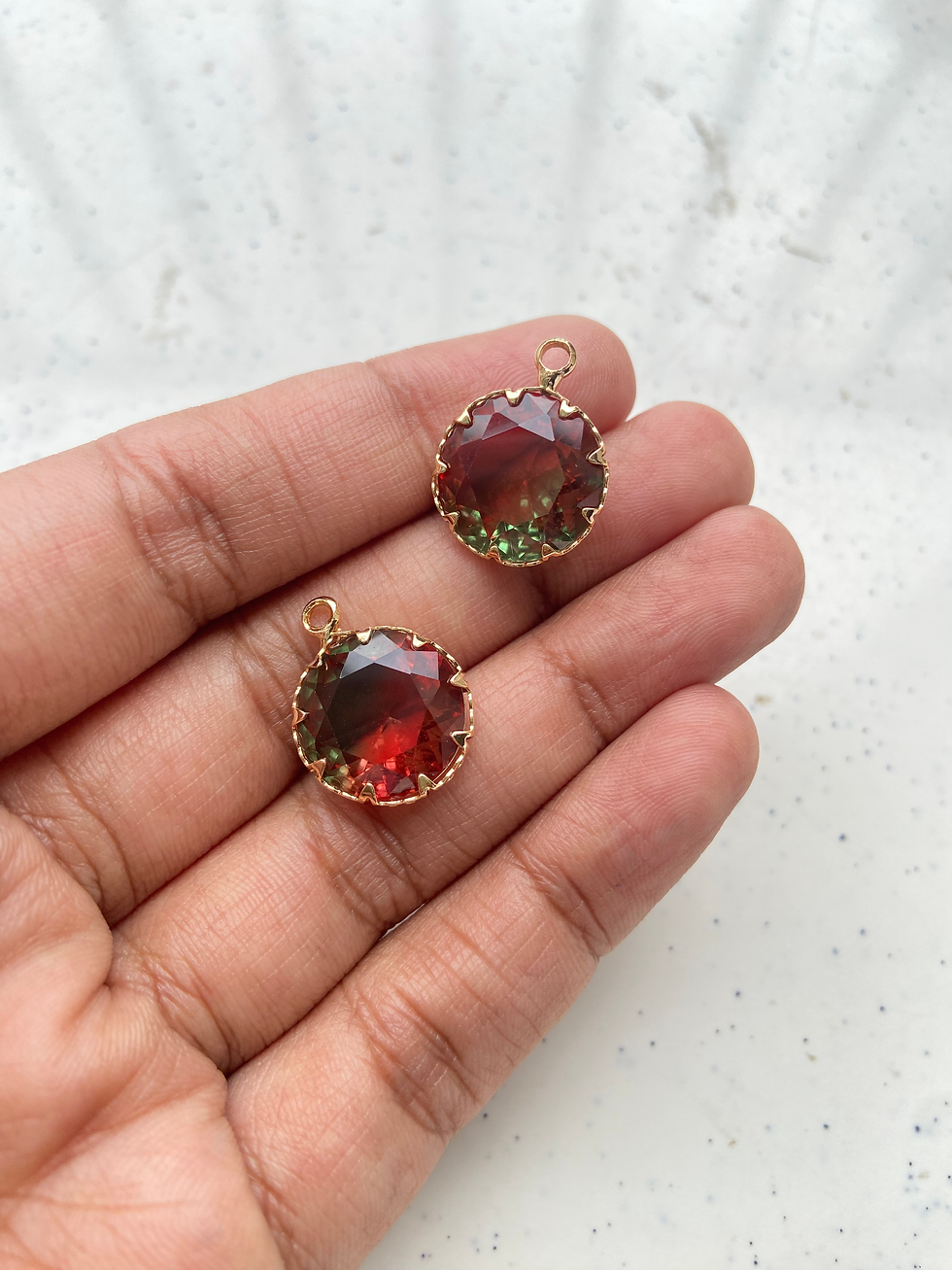 Thumbnail: Two tone faceted glass round charm