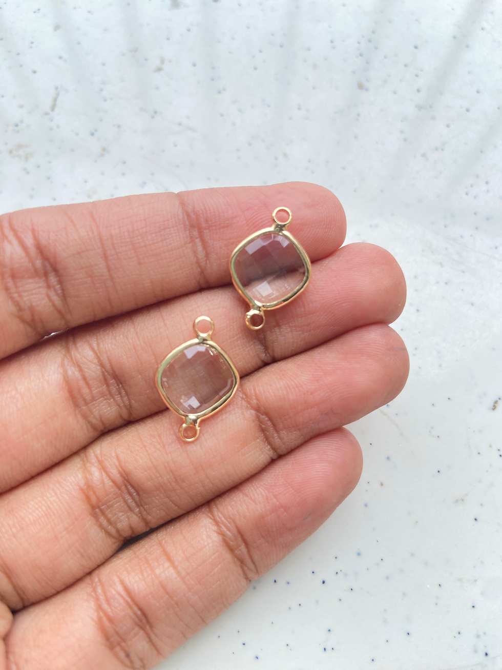 Thumbnail: 17*11.5*4mm, Faceted glass rhombus connector