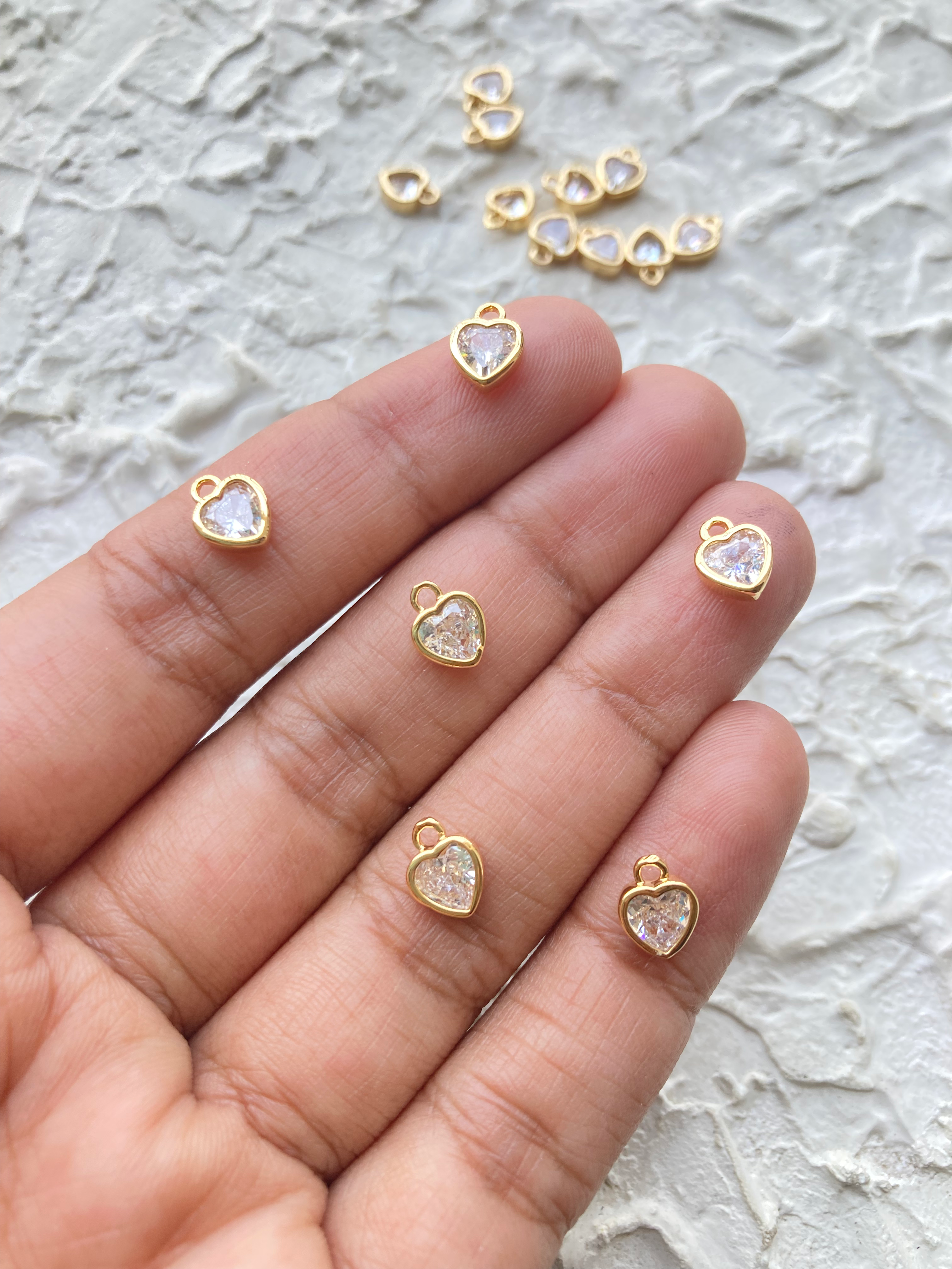 18k gold plated heart shape zircon clear charm