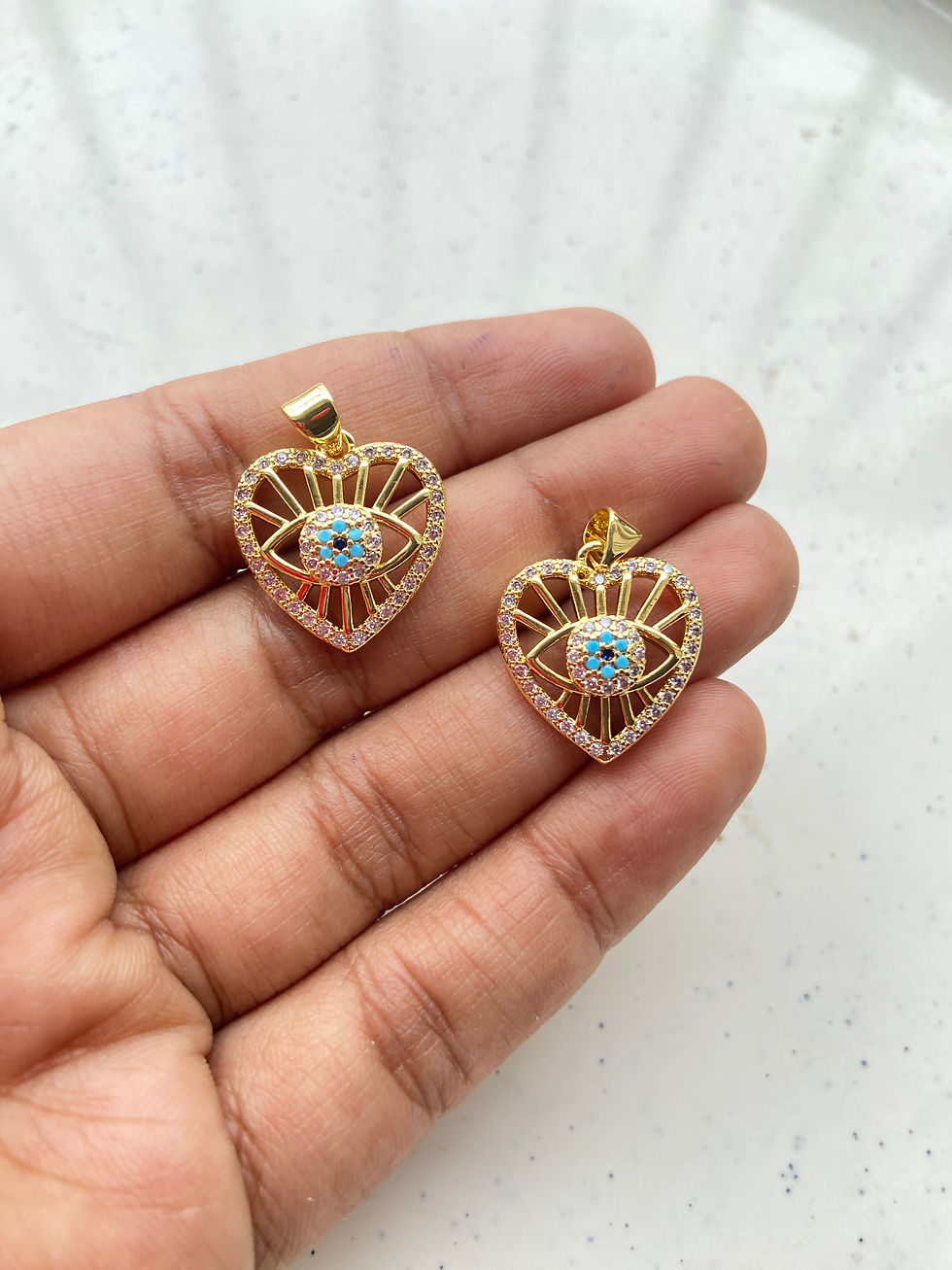 Thumbnail: Premium quality assorted evil eye zircon charm, anti-tarnish
