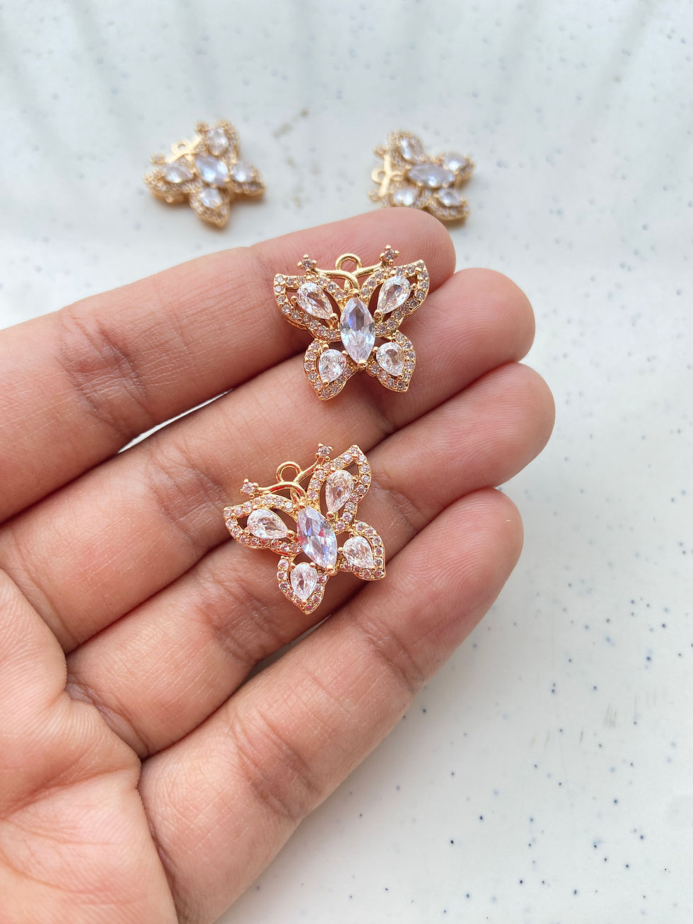 Thumbnail: Mixed colour zircon butterfly charm