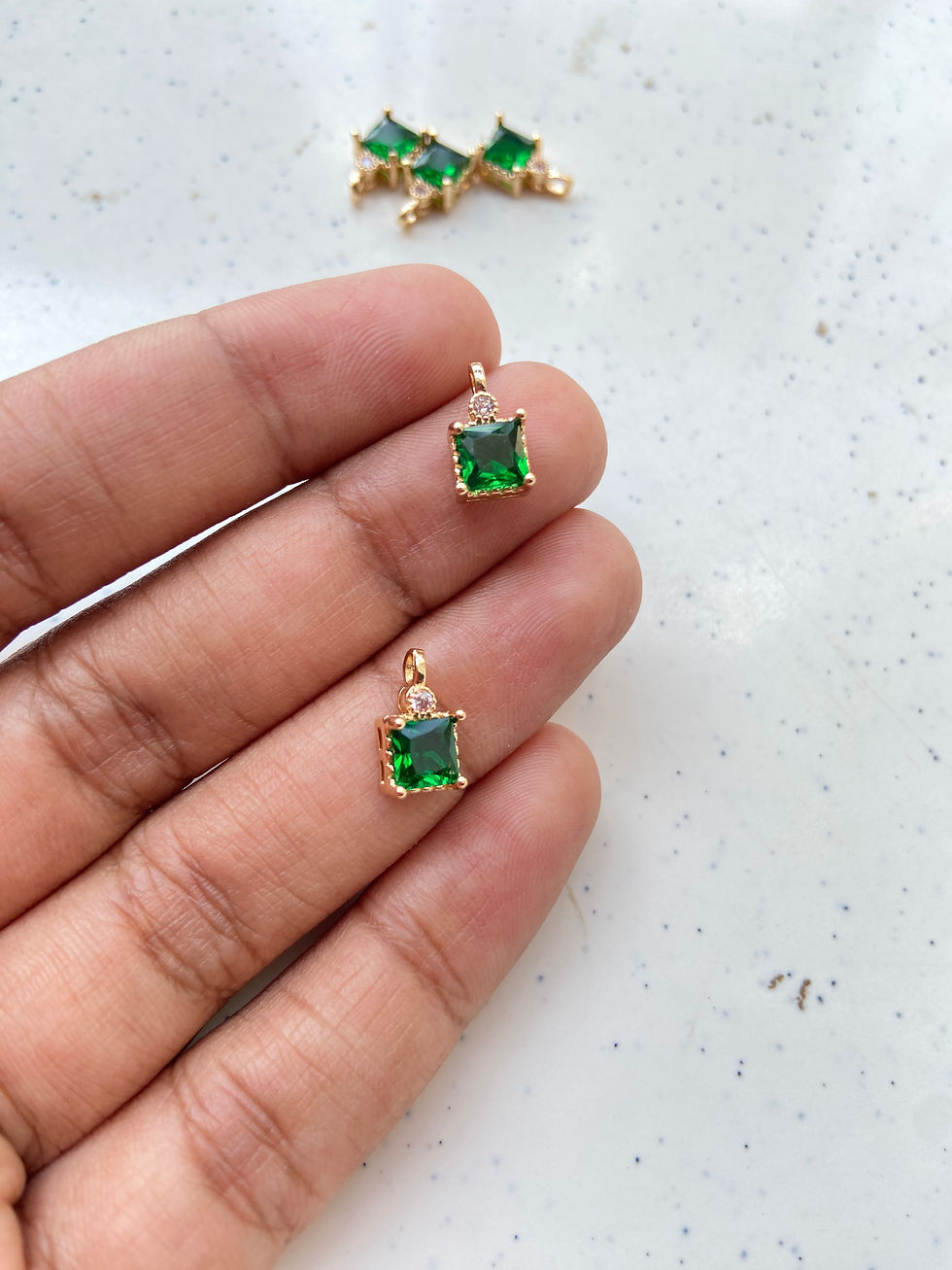 Thumbnail: Square shape with daimond stone on top charm