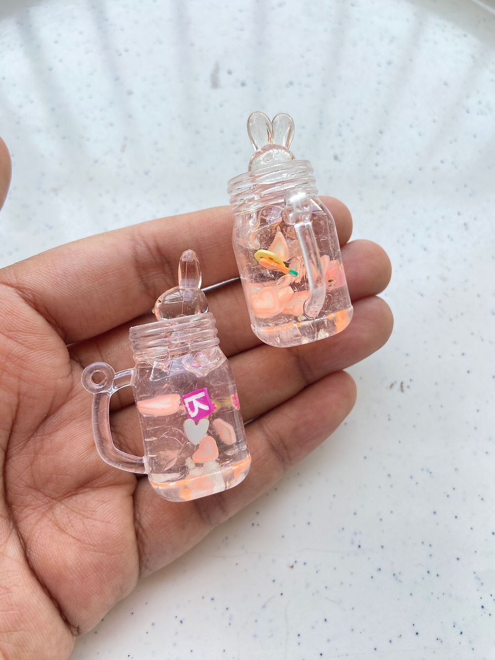 Thumbnail: Bunny jar glow in dark resin charm