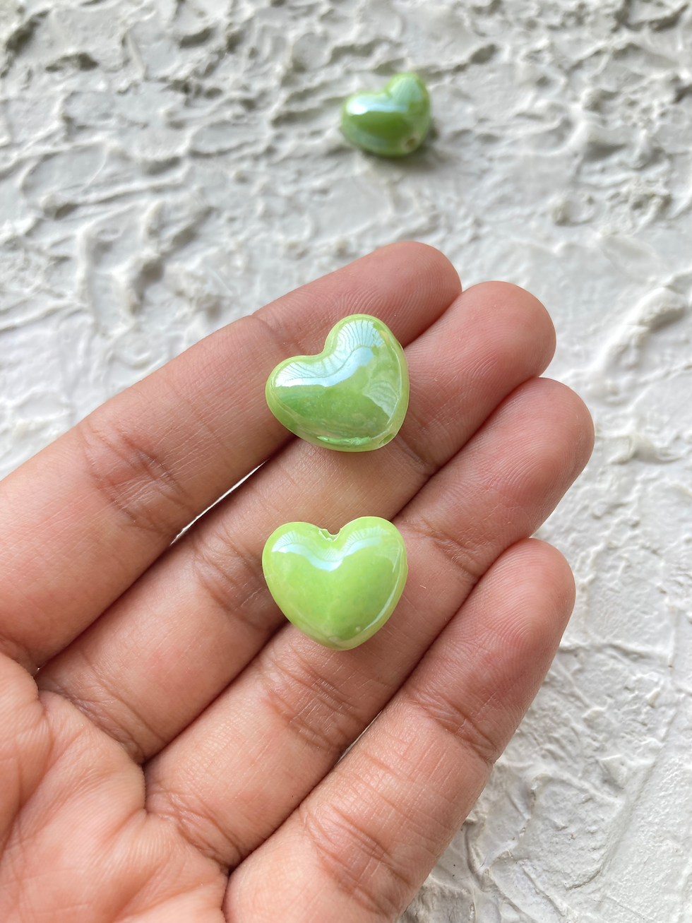 Thumbnail: Porcelain colourful heart bead, vertically drilled