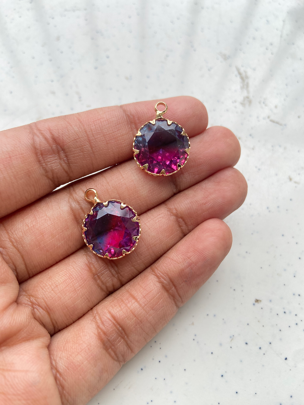 Thumbnail: Two tone faceted glass round charm