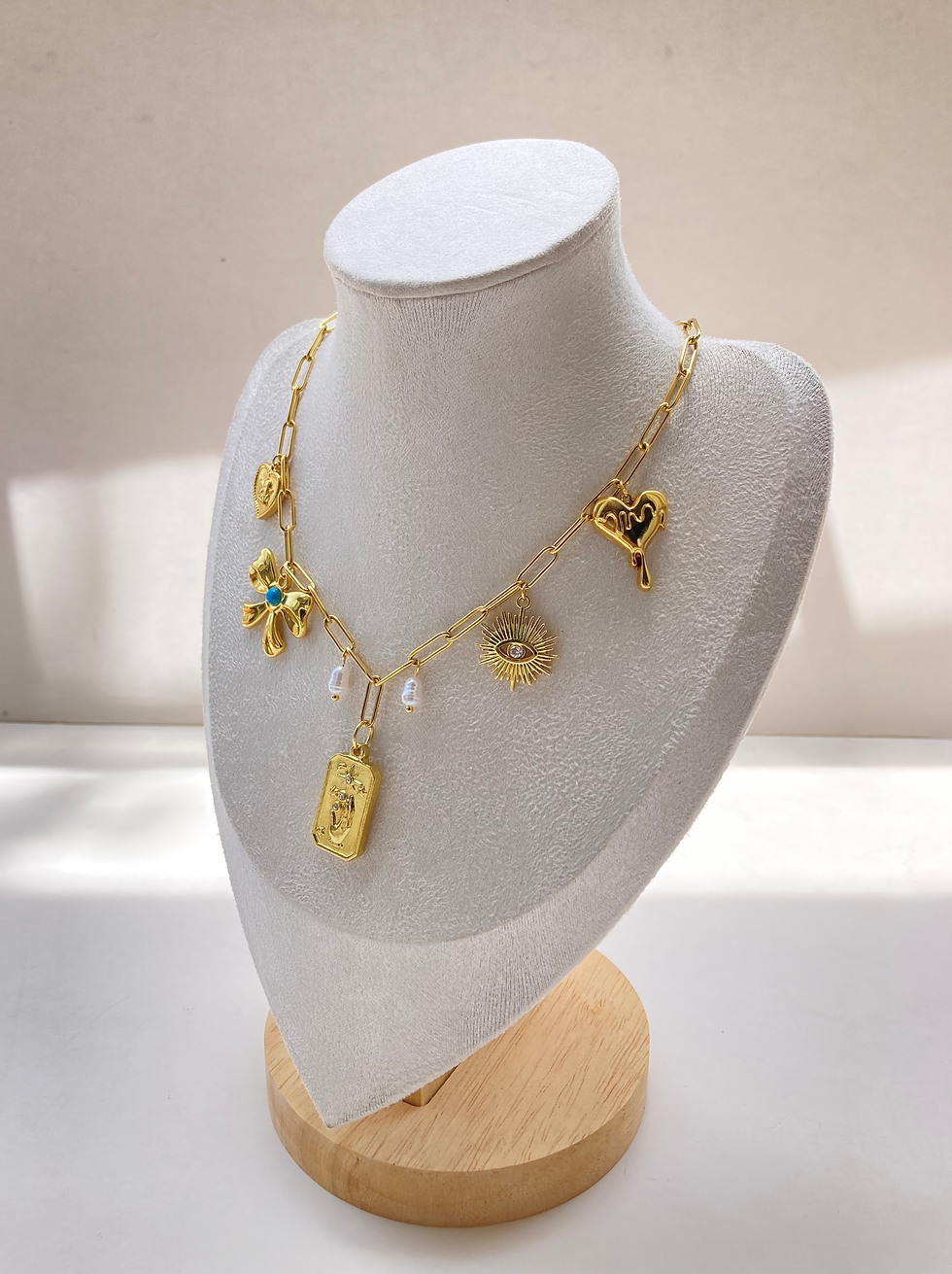 Thumbnail: Readymade multi-charm necklace with paper clip chain+extension (part-2)