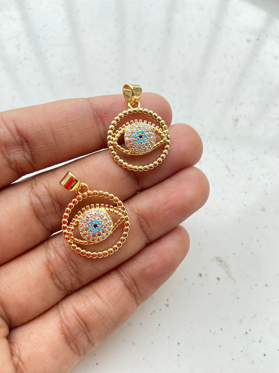 Thumbnail: Premium quality assorted evil eye zircon charm, anti-tarnish