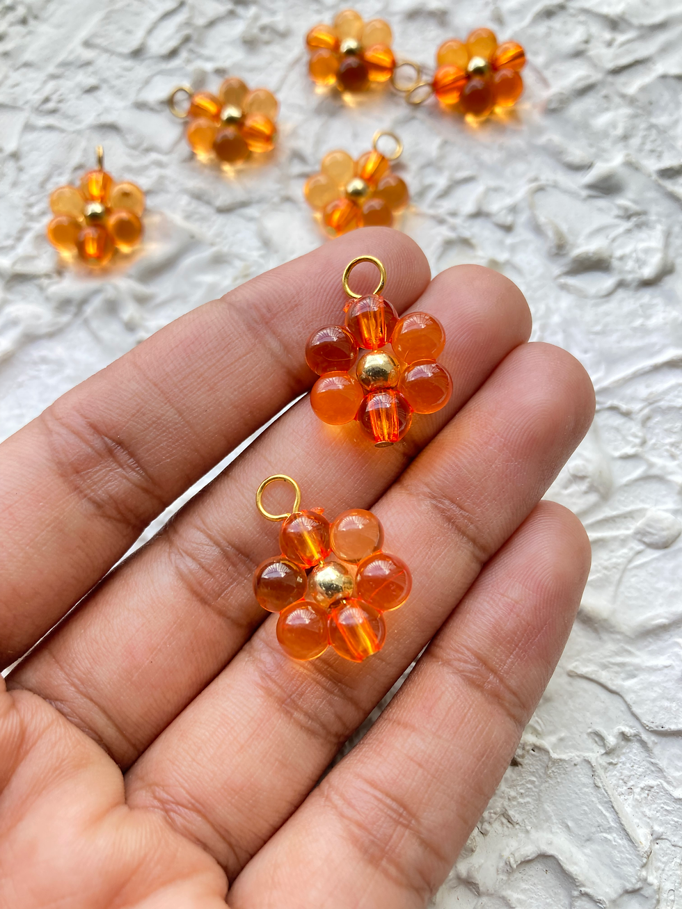 Thumbnail: Readymade colourful flower with plastic bead & headpin charm