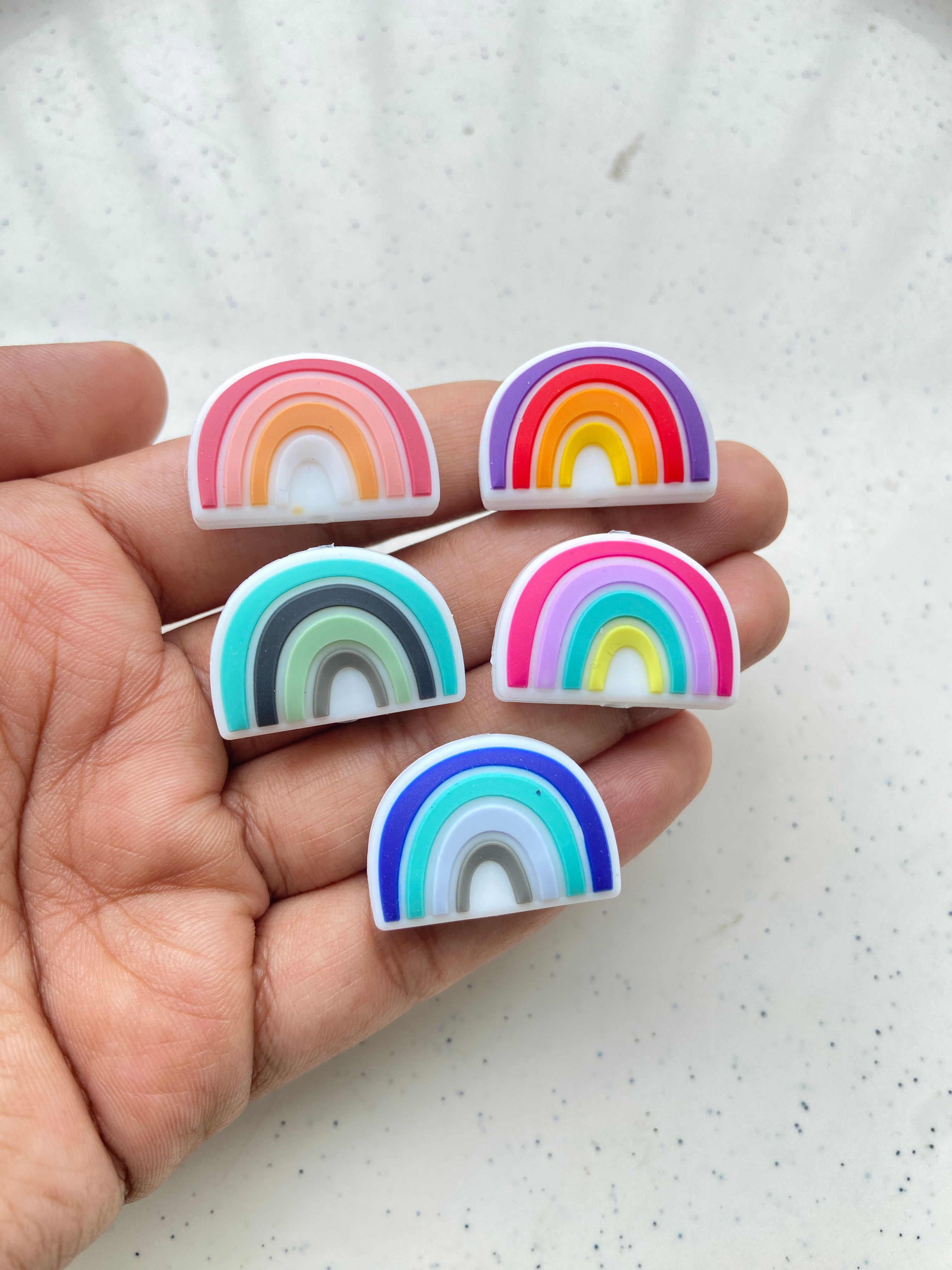 Silicon rainbow beads, vertically drilled (1pc)