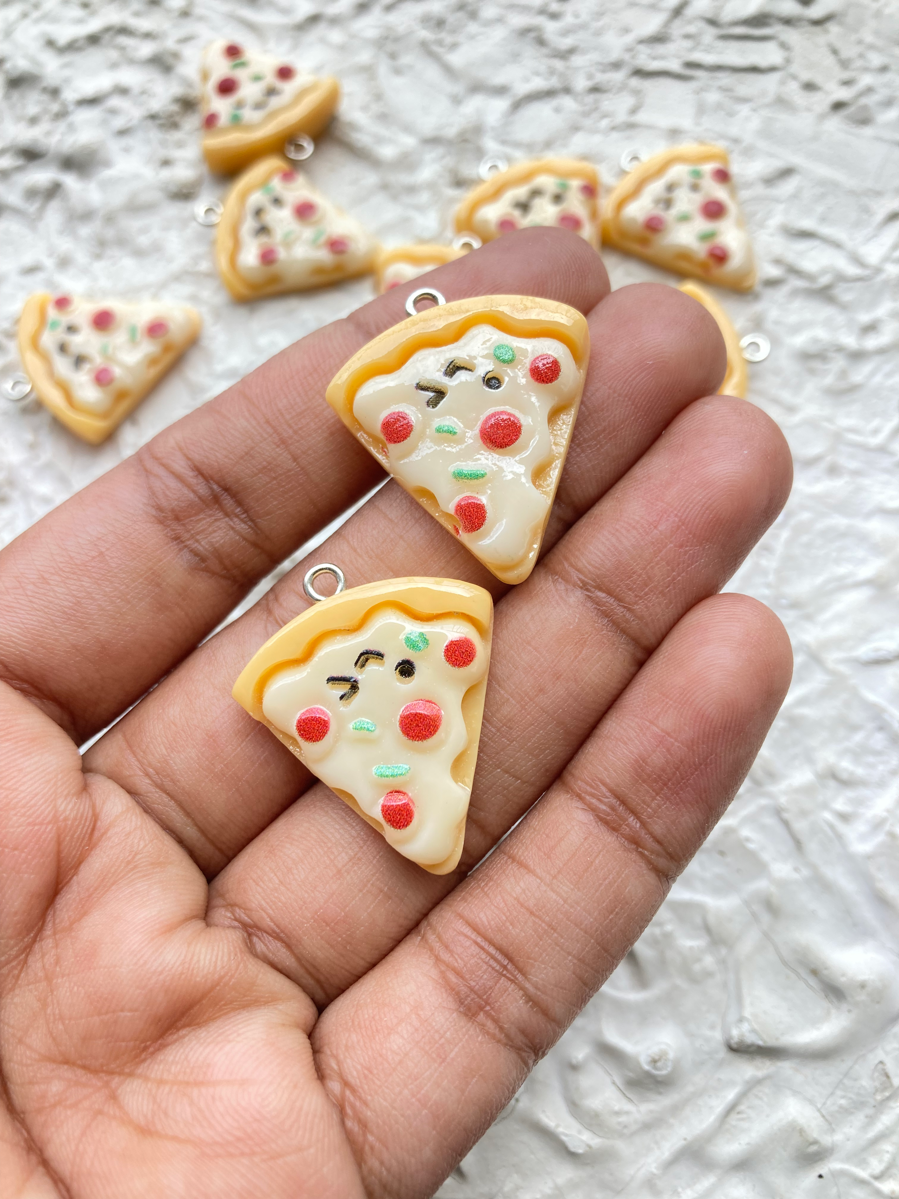 Resin pizza shape charm