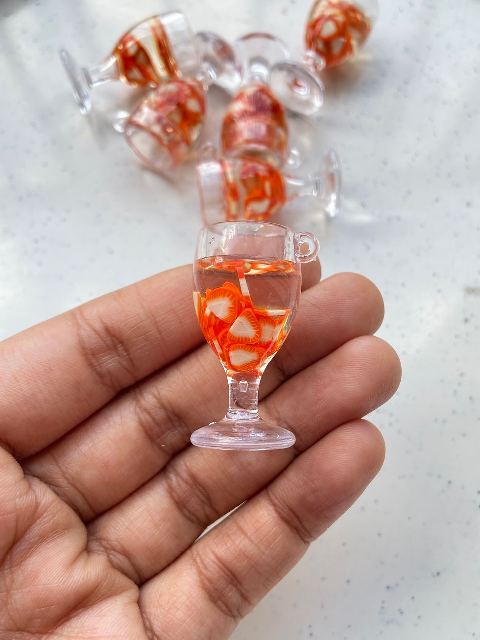 Thumbnail: 37*22.5*19mm, resin fruit juice glass charm