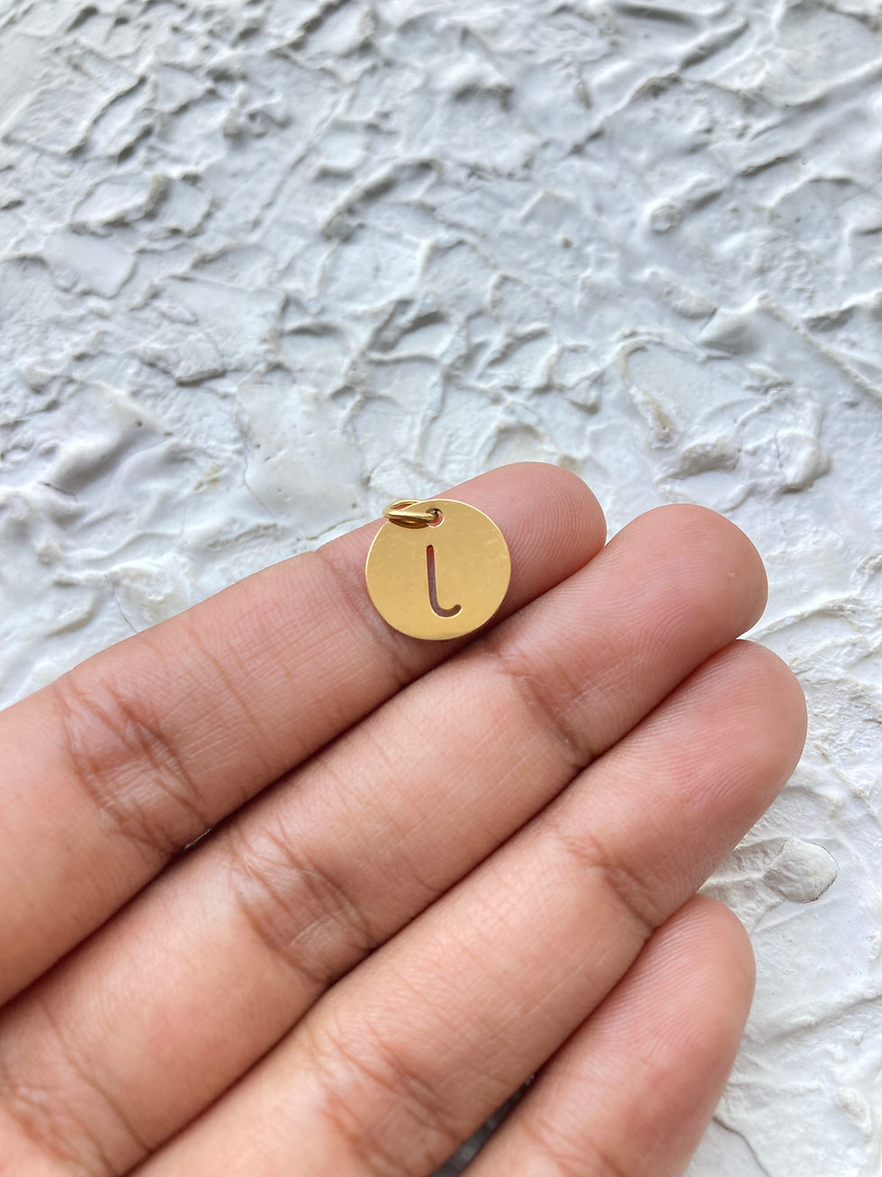 Thumbnail: 304 stainless steel alphabet cutout flat round charm with jumpring (A to M)