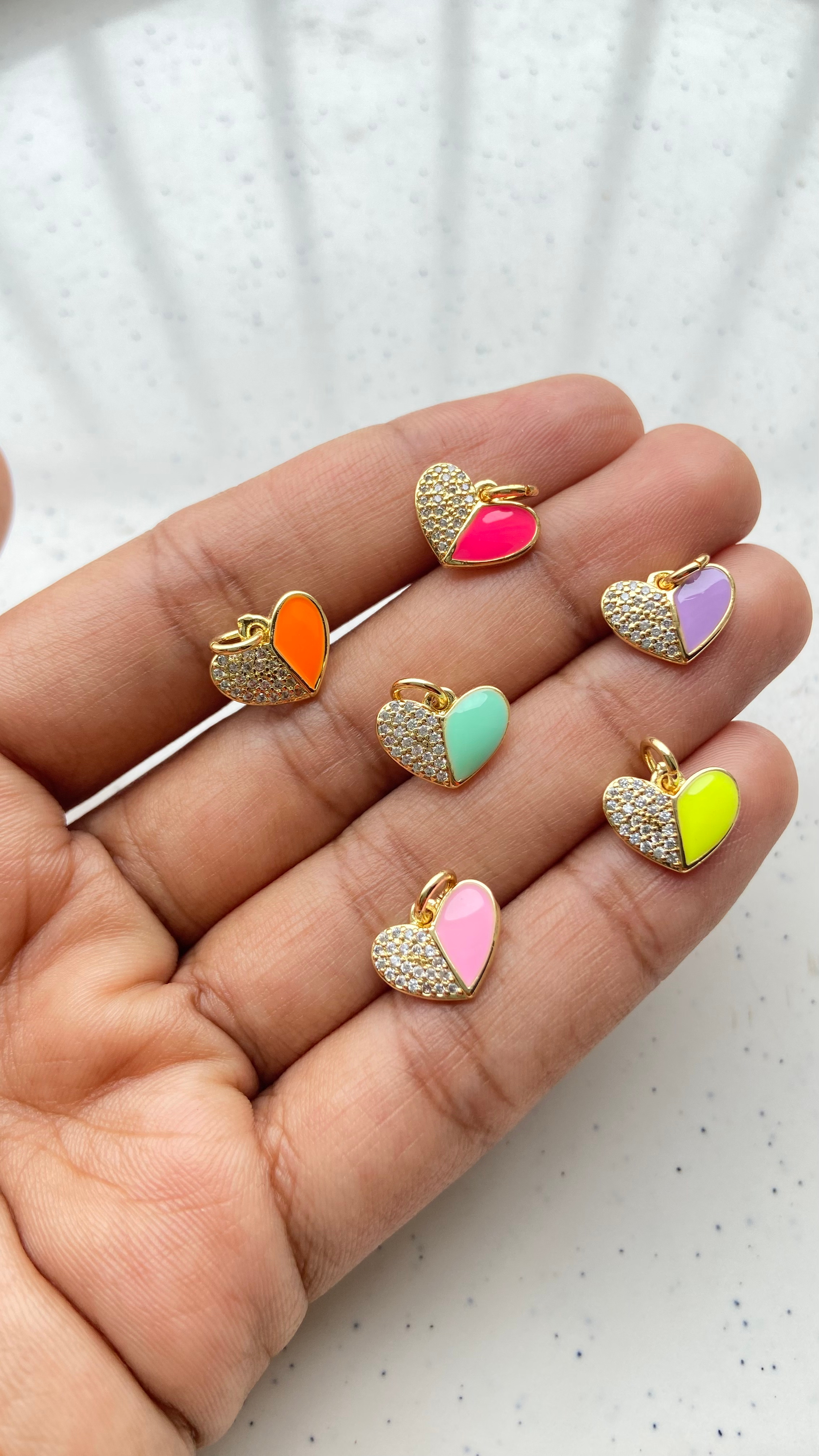 18k gold plated zircon & enamel heart pendant anti-tarnish