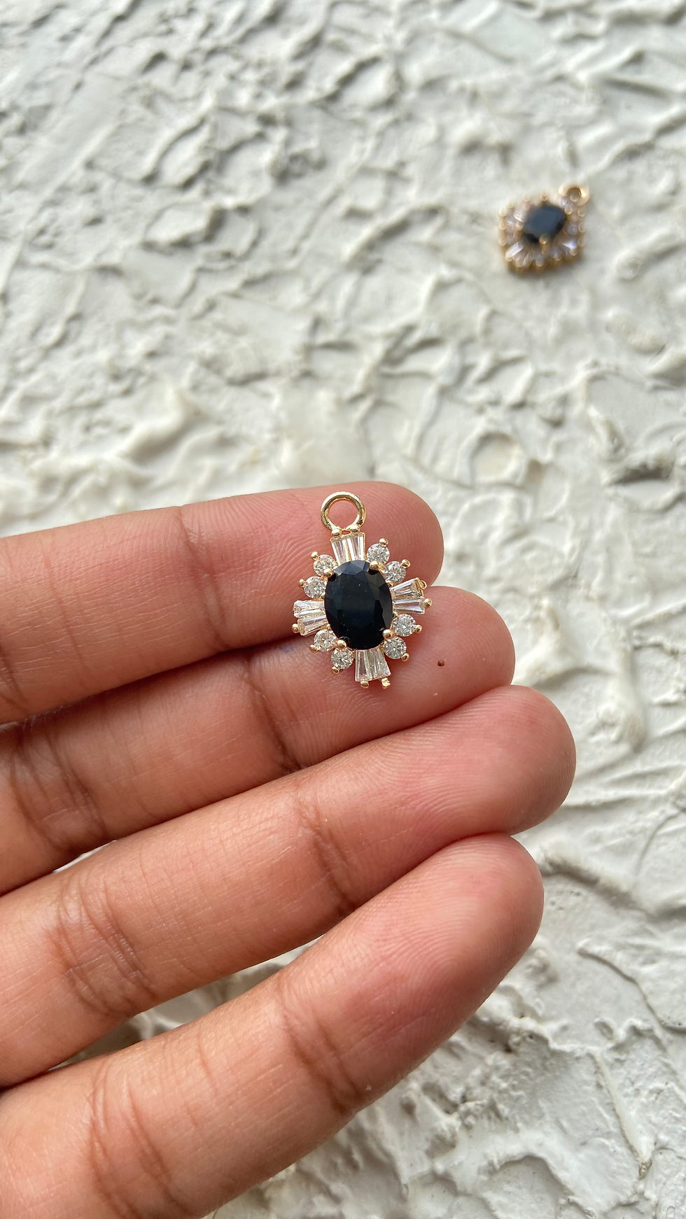 Thumbnail: 18k gold plated oval zircon glass charm