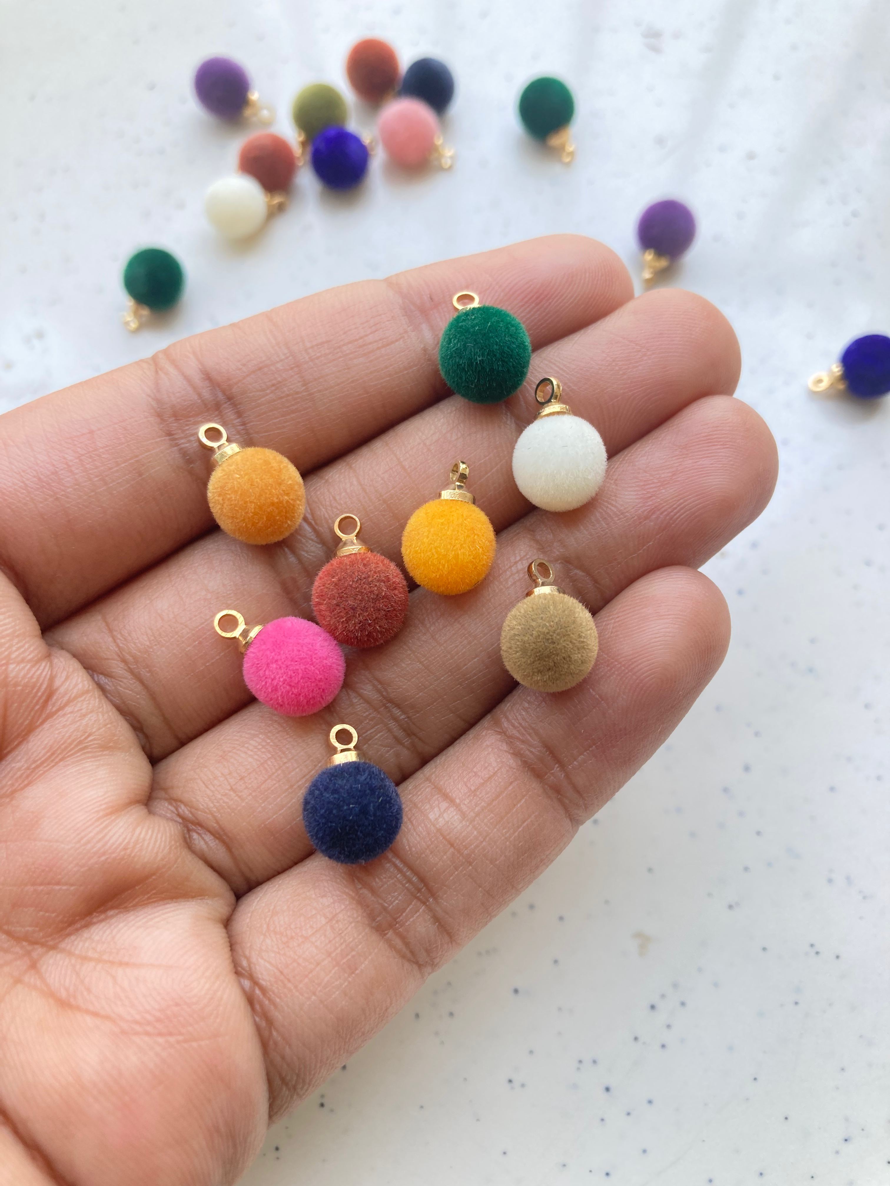 Velvet texture round charm