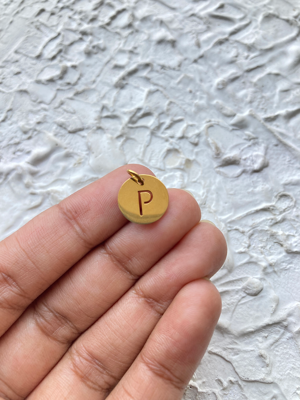 Thumbnail: 304 stainless steel alphabet cutout flat round charm with jumpring (N to Z)