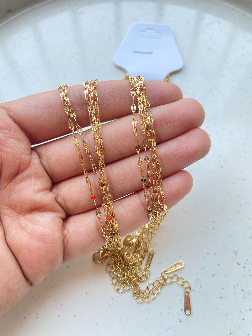 Thumbnail: Designer link 18k gold plated chain with lobster clasp+extension, ion plating